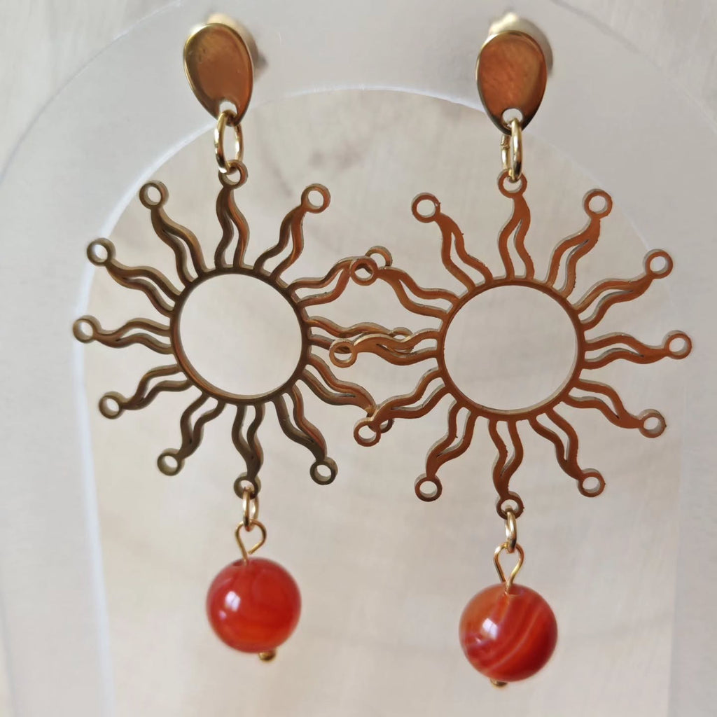 Soleil rayonnant — Agate rayée rouge