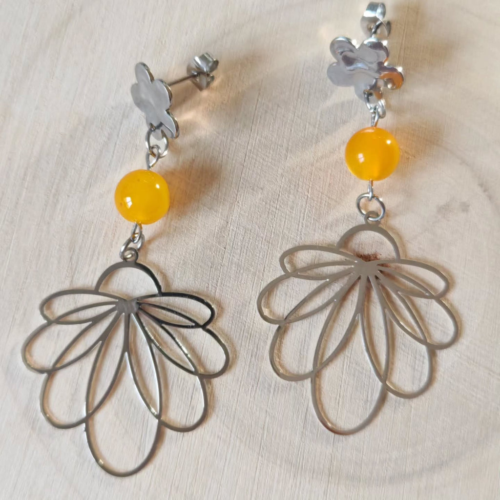 Grande fleur ajourée — Agate orange