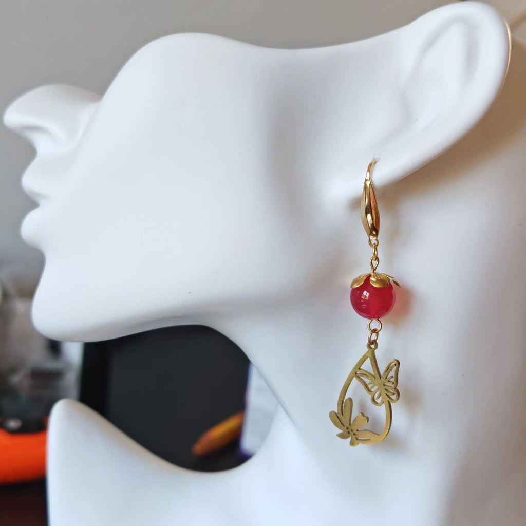 Libellule dorée — Agate rose