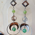 Cercles argentés et perles vertes — Péridot et agate
