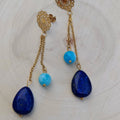 Lapis-lazuli en goutte et cœur doré