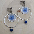 Fleurs bleues et oiseau argenté — Aventurine