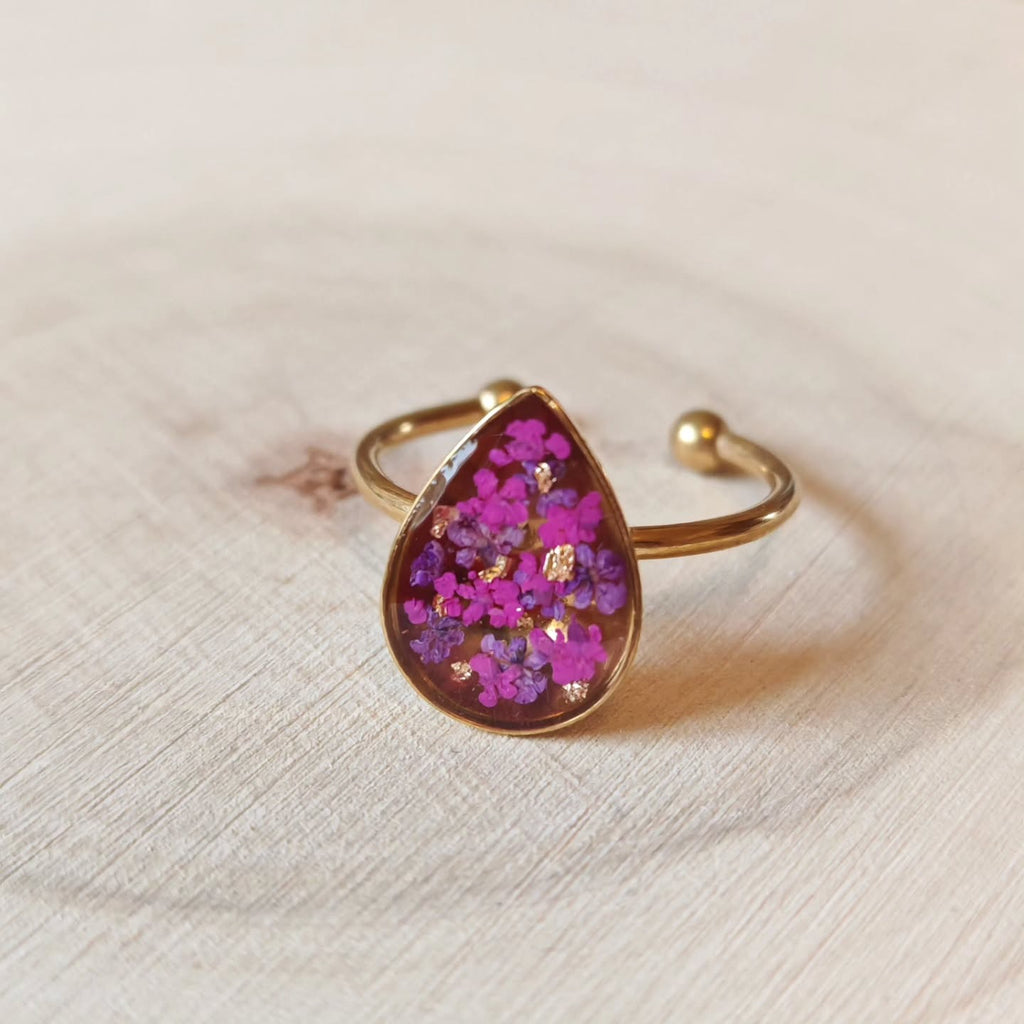 Bague goutte fuchsia