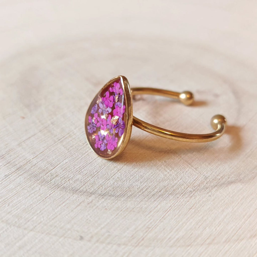 Bague goutte fuchsia