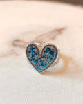 Bague cœur bleu pailleté