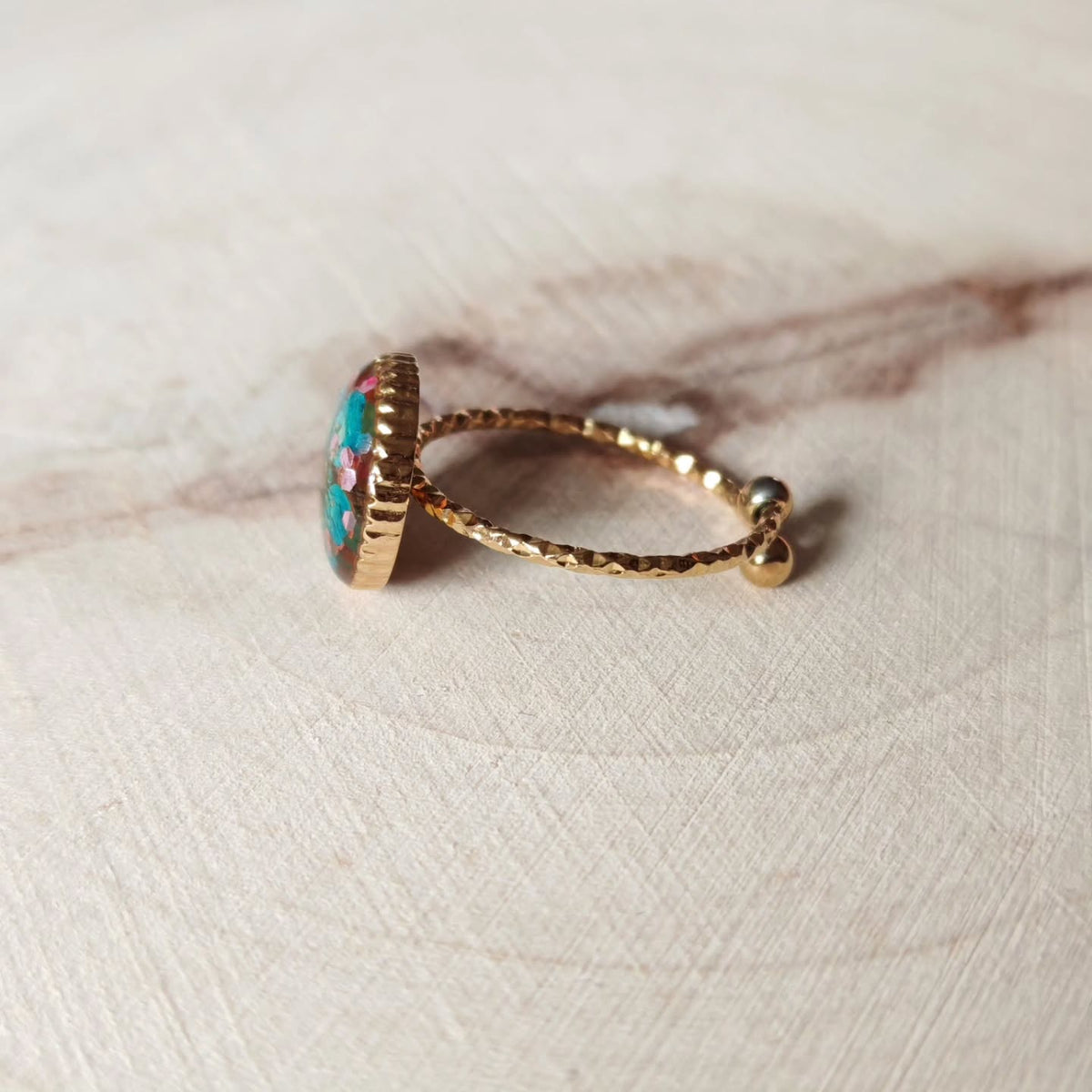 Bague turquoise fleurie