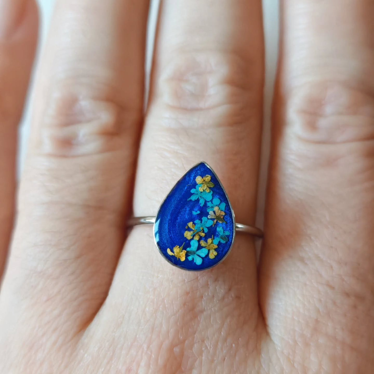 Bague goutte bleu roi
