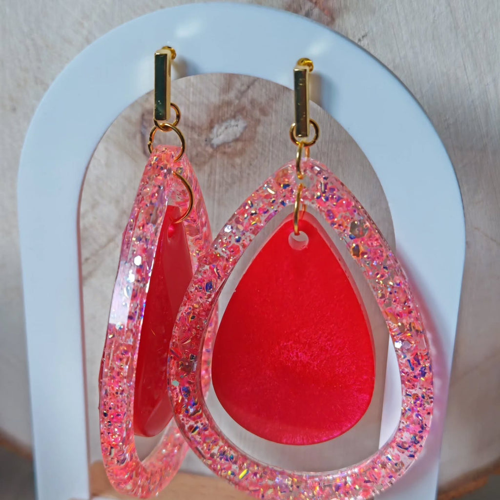 Gouttes corail et liseré pailleté