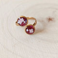 Bague double aux fleurs roses