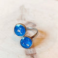 Bague double bleu pailleté