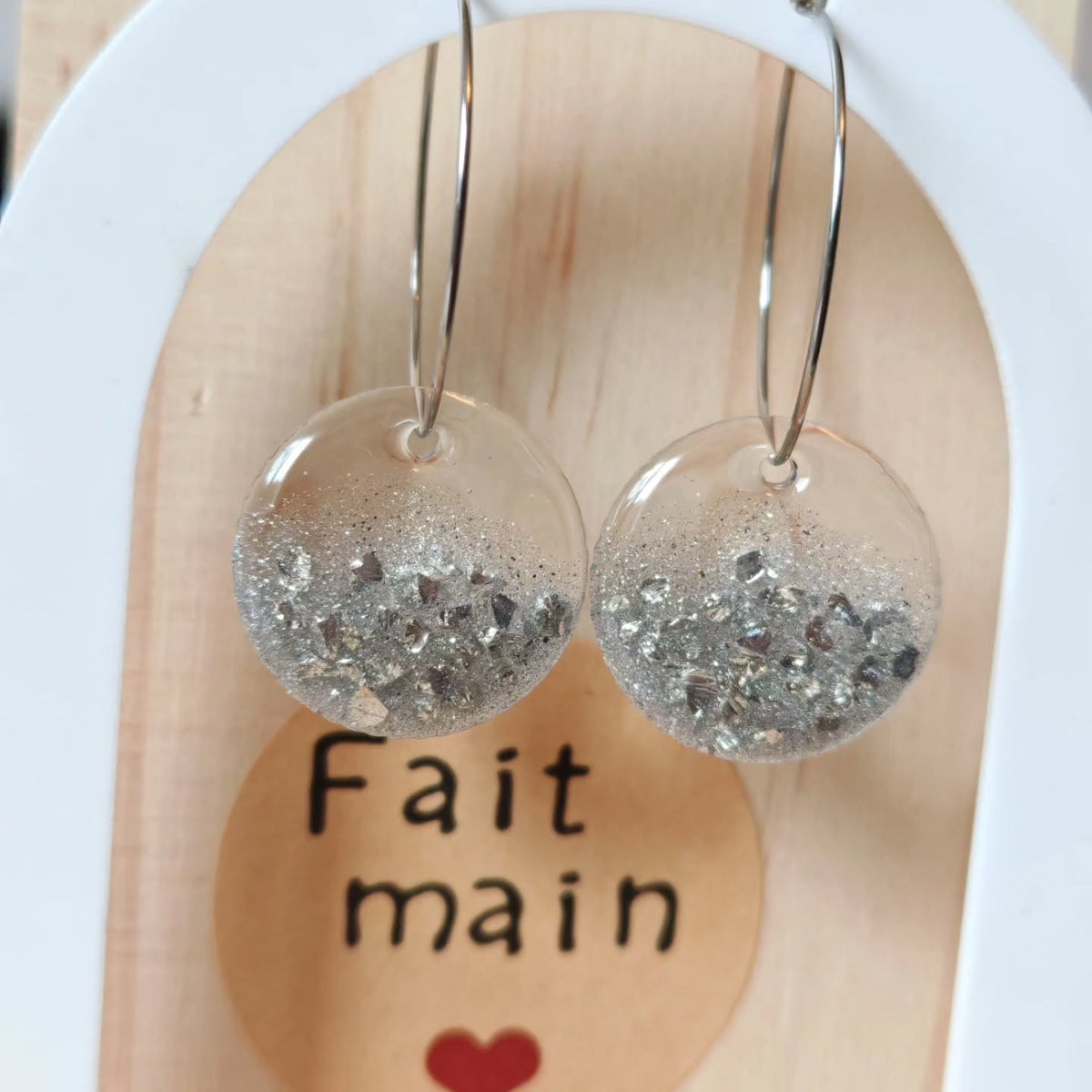 Créoles et gouttes vert pailleté