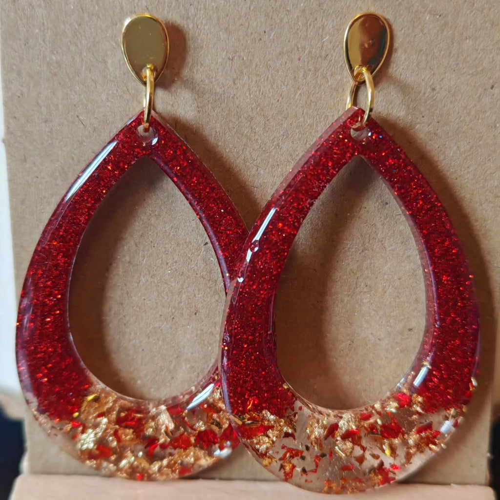 Grandes gouttes rouge et or