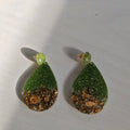 Gouttes vert prairie et feuilles d'or